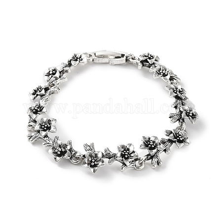 Vintage Alloy Flower Link Chain Bracelet for Women BJEW-A140-02AS-1