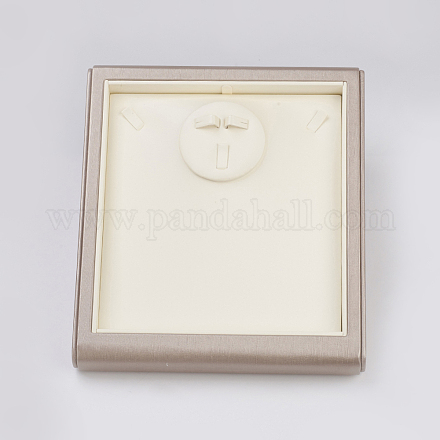 PUレザージュエリーセットディスプレイ  ボード付き  長方形  ホワイト  25x22x5.5cm ODIS-G013-07A-1
