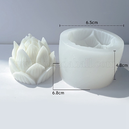 ロータス DIY 食品グレード 3D シリコーン型  キャンドル型  DIYのアロマキャンドル作りに  ホワイト  6.8x6.5x4.8cm PW-WG73933-01-1