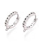 Brass Hoop Earring Findings, Cadmium Free & Nickel Free & Lead Free, Chain Charm, Real Platinum Plated, 14x13x2.5mm, Hole: 0.8~1.2mm, Pin: 1mm