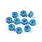 Opaque Solid Color Glass Beads, Flat Round, Steel Blue, 6~6.5x3mm, Hole: 1.2~1.6mm, , about 4290pcs/1000g
