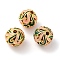 Alloy Enamel Beads, Golden, Round, Pink, 10mm, Hole: 1.6mm