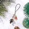 Christmas Tree Mobile Accessories, with Glass Seed Beads & Cord Loop & Brass Beads & Alloy Enamel Pendants & Natural Grade AB Tiger Eye & Natural Fuchsite & Natural Green Onyx Agate, Mixed Color, 92mm
