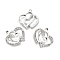 Alloy Rhinestone Pendants, Platinum Tone Double Heart Charms, Crystal, 19x20x4mm, Hole: 1.8mm