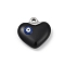 304 Stainless Steel Enamel Pendants, Heart with Evil Eye Charm, Stainless Steel Color, 16.5x17x6.5mm, Hole: 1.4mm