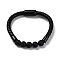 Round Natural Lava Rock Bead Bracelets, Braided Leather Cord Bracelets with Black Tone 304 Stainless Steel Magnetic Clasps, for Men Women, Matte, 8 inch(20.3cm), 6~10mm