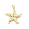 Brass Micro Pave Clear Cubic Zirconia Pendants, Starfish, Cadmium Free & Lead Free, Long-Lasting Plated, Rack Plating, with Jump Ring, Real 18K Gold Plated, 22.5x21x3mm, Hole: 3.5mm