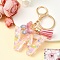 Resin & Acrylic & Faux Suede Tassel Keychain, with Alloy Clasp and Iron Rings, Letter W, 10cm