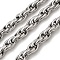 304 Stainless Steel Rope Chains, Unwelded, with Spool, Stainless Steel Color, 6mm