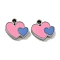 304 Stainless Steel Charms, with Enamel, Heart Charm, Stainless Steel Color, 8x8.5x2mm, Hole: 1.2mm