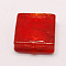 Handmade Silver Foil Lampwork Beads, Square, Red, 20x20x6mm