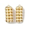 ABS Imitation Pearl Pendants, Retangle, with Golden Brass Findings, Ion Plating(IP),  Long-Lasting Plated, Lead Free & Cadmium Free, White, 28x12x12mm, Hole: 2.7mm