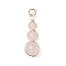Natural Rose Quartz Round Beaded Pendants, Gourd Shape Charms with Jump Rings and Copper Wire Wrapped, Golden, 28x9x8~8.5mm, Hole: 3mm
