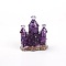 Resin Castle Display Decoration, with Natural Amethyst Chips inside Statues for Home Office Decorations, 63x44x73mm