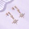 Brass Rhinestone Star Dangle Stud Earrings, with 304 Stainless Steel & Alloy Earring Findings, Golden, 41x18mm