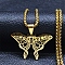 Hollow Out Butterfly 201 Stainless Steel Pendant Necklaces for Men Women, Box Chain Necklaces, Golden, 23.50 inch(59.7cm)