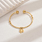 Stainless Steel Charm Bangles, Torque Bangles for Women, Clover, Real 18K Gold Plated, Inner Diameter: 2-1/8 inch(5.5cm)~3-1/8 inch(8cm)