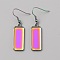 304 Stainless Steel Dangle Earring Finding, Rectangle, Rainbow Color, 47x11mm, Inner Diameter: 25.5mm, Pin: 0.8mm