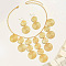 Flat Round Alloy Pendant Necklace & Dangle Earring Sets, Golden, 420mm