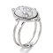 304 Stainless Steel Ring, Adjustable Synthetic Howlite Rings, Oval, 15.5x21.5mm, Inner Diameter: Adjustable