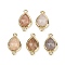 Natural Sunstone Faceted Connector Charms, Rack Plating Brass Teardrop Links, Golden, 16.5x9.5x4mm, Hole: 1.4mm