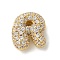 Brass Micro Pave Cubic Zirconia Beads, Letter, Rack Plating, Long-Lasting Plated, Real 18K Gold Plated, Letter R, 10.5x9.5x4.5mm, Hole: 2.5x2mm
