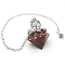 Natural Red Jasper Chip & Resin Dowsing Pendulum Big Pendants, with Platinum Plated Metal Tree of Life, Diamond Charm, 290mm