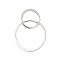 925 Sterling Silver Pendants, Double Ring Charms, Silver, 22mm, Hole: 7.2mm