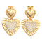 Brass Pave Clear Cubic Zirconia Stud Earrings, Heart, 30x20mm