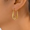 201 Stainless Steel Irregular Geometric Fashion Hoop Earrings for Women, Oval, Golden, 33x28mm