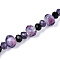 Handmade Silver Foil Glass Beads Strands, Rondelle with Flower Pattern, with Glass, Faceted, Medium Purple, 9~10x7.5~8mm, Hole: 1~1.6mm, about 11pcs/strand, 8.07 inch(20.5cm)