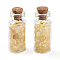 Glass Wishing Bottle Display Decorations, with Natural Citrine Chips Inside and Cork Stopper, 37.5x16mm