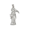 Brass Micro Pave Cubic Zirconia Pendants, Cadmium Free & Lead Free, Santa Muerte, Platinum, 35.5x17x4mm, Hole: 3.5x3.5mm