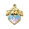 304 Stainless Steel Enamel Pendants, Heart Charms, Ion Plating(IP), Real 18K Gold Plated, Sky Blue, 18.5x15.5x2.5mm, Hole: 1.2mm