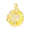 Brass Pendants with Cubic Zirconia and Glass, Electrophoretic Color Preservation, Round Charms, Golden, 25x20.5x14mm, Hole: 4x5mm