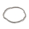 Non-Tarnish 316 Surgical Stainless Steel Round Beaded Stretch Bracelets, Stainless Steel Color, Inner Diameter: 2 inch(5.2cm), Wide: 3mm