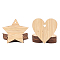 Unfinished Wooden Pieces for Big Pendants, Star & Heart Shape, BurlyWood, 79x78x2mm, Hole: 4mm, 20pcs/set