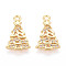 Brass Micro Pave Clear Cubic Zirconia Pendants, Christmas Tree, Nickel Free, Real 18K Gold Plated, 15x9.5x2mm, Hole: 1.2mm