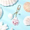 Shell Pendants Decorations, with Shell Pearl and with Alloy Swivel Clasps, Light Gold, 91mm