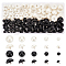 100Pcs 10 Style 1-Hole Plastic Buttons, Imitation Pearl, with Brass Wire, Half Round, Mixed Color, 7.5~17.5x10~13mm, Hole: 2~2.5mm, 10pcs/style