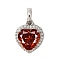925 Sterling Silver Pave Cubic Zirconia Pendants, Real Platinum Plated, Heart, 16x13.5x6.5mm, Hole: 4.5x3.5mm