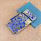 Ethnic Style Silk Sutra Book Zipper Pouch, Scripture Storage Tassel Bags, Rectangle, Blue, 20x11x0.7cm