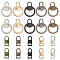 20Pcs 10 Style Zinc Alloy Zipper Puller, Garment Accessories, Flat Round, Mixed Color, 2.6~3.8x1.1~2.8x0.35~0.4cm, Hole: 4~9x6.5~7mm, 2pcs/style