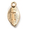 Alloy Pendants, Leaf with Letter Charm, Light Gold, Letter.I, 15.5x7.5x2.5mm, Hole: 1.5mm