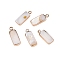 Natural Freshwater Shell Pendants, Brass Edged Rectangle Charms, Light Gold, Seashell Color, 17.5~19x6.5~7.5x3~4mm, Hole: 1.6~1.8mm