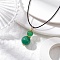 Natural Green Aventurine Gourd Pendant Necklaces, Polyester Cord Necklaces for Women, with Alloy & Brass & Iron Findings, Golden, 18.31 inch(46.5cm)