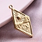 304 Stainless Steel Pendants, Rhombus with Sun & Moon & Star Charm, Golden, 26x14mm