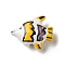 Handmade Porcelain Beads, Fish, Famille Rose Porcelain, Yellow, 17.5x21x7mm, Hole: 1.8mm