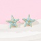 Brass Enamel Stud Earrings, Real 18K Gold Plated, Starfish, 10x10mm