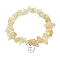 Natural Citrine Stretch Bracelets, with 304 Stainless Steel Pendants, Flat Round with Gemini Sign, Inner Diameter: 1-7/8~2 inch(4.9~5.2cm)